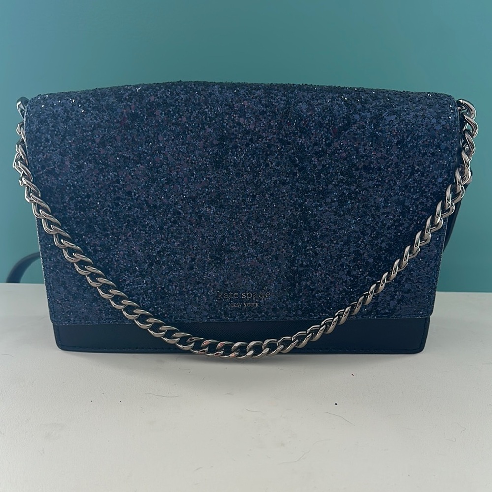 kate spade Black Crossbody Bag with Chain Strap and Textured Fabric